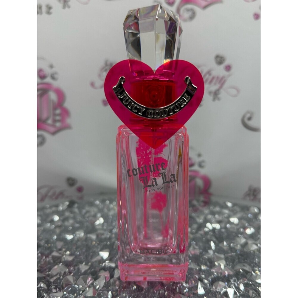 Juicy Couture bottle decor bright neon Pink Heart Bottle jewel topper collect